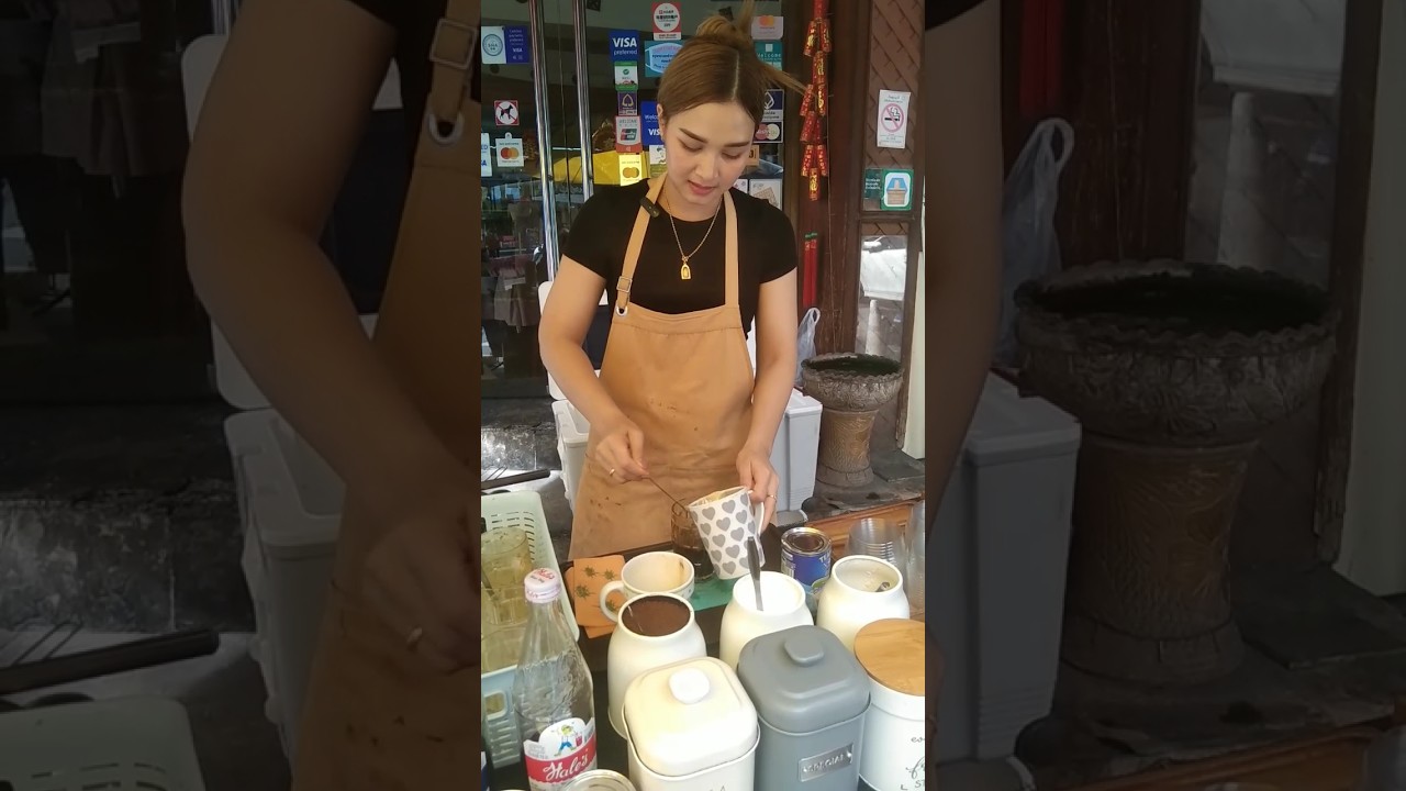 The Most Beautiful street Barista Lady in Bangkok #shorts ##bangkok