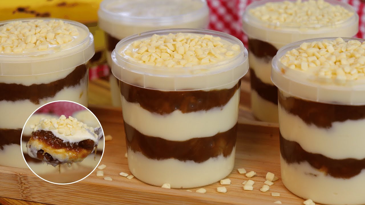 SOBREMESA CREMOSA DE BANANA NO POTE | A melhor que eu já comi!