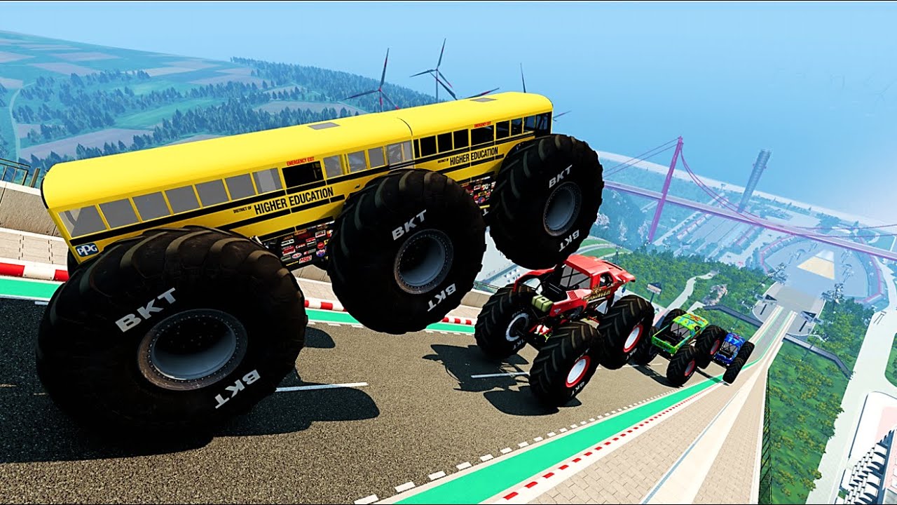 BmNG Ultra - Epic High Speed monster trucks jumps stunts & crashes #045 |  BeamNG Drive
