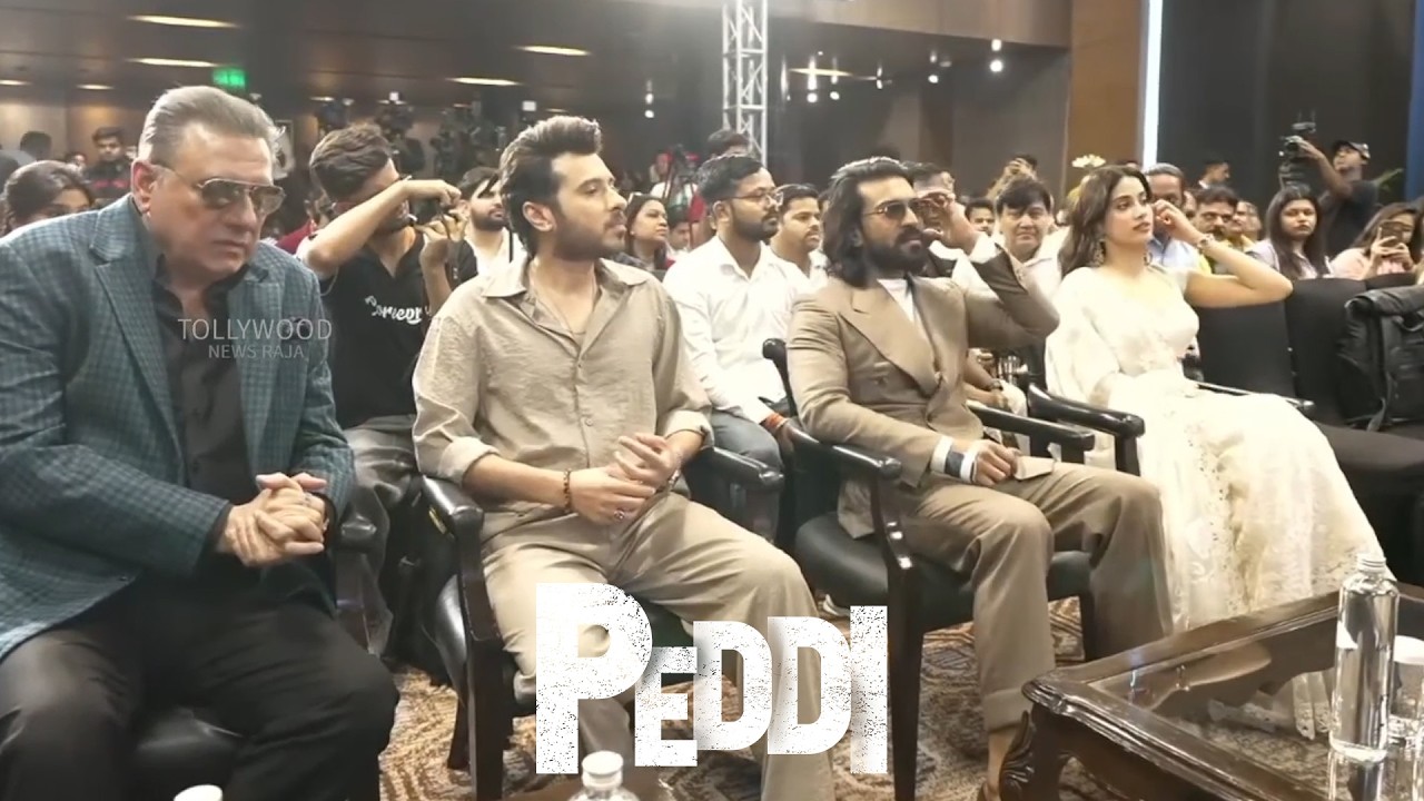 Ram Charan, Janhvi Kapoor Visuals at Peddi Movie Delhi Press Meet