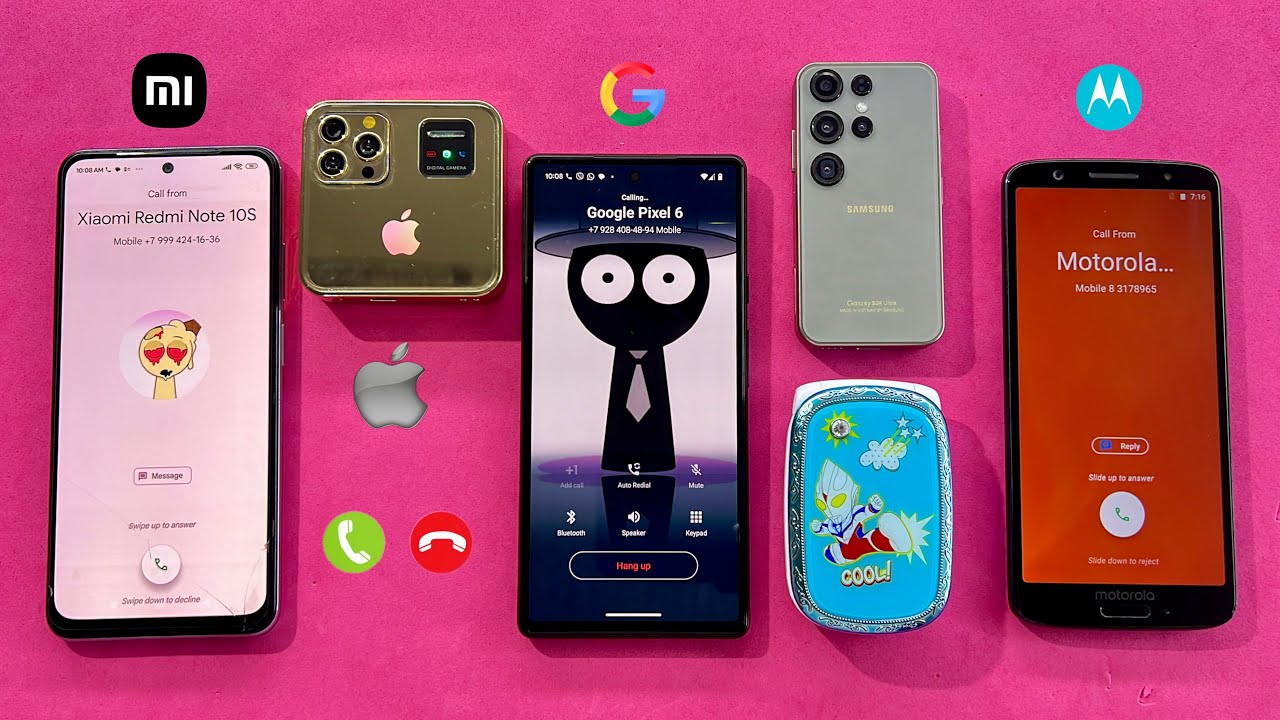 Google Pixel 6 Calling on i19pro+XIAOMI Mi 10s+Samsung S24Ultra+Cool Phone, Motorola Moto FAKE Call