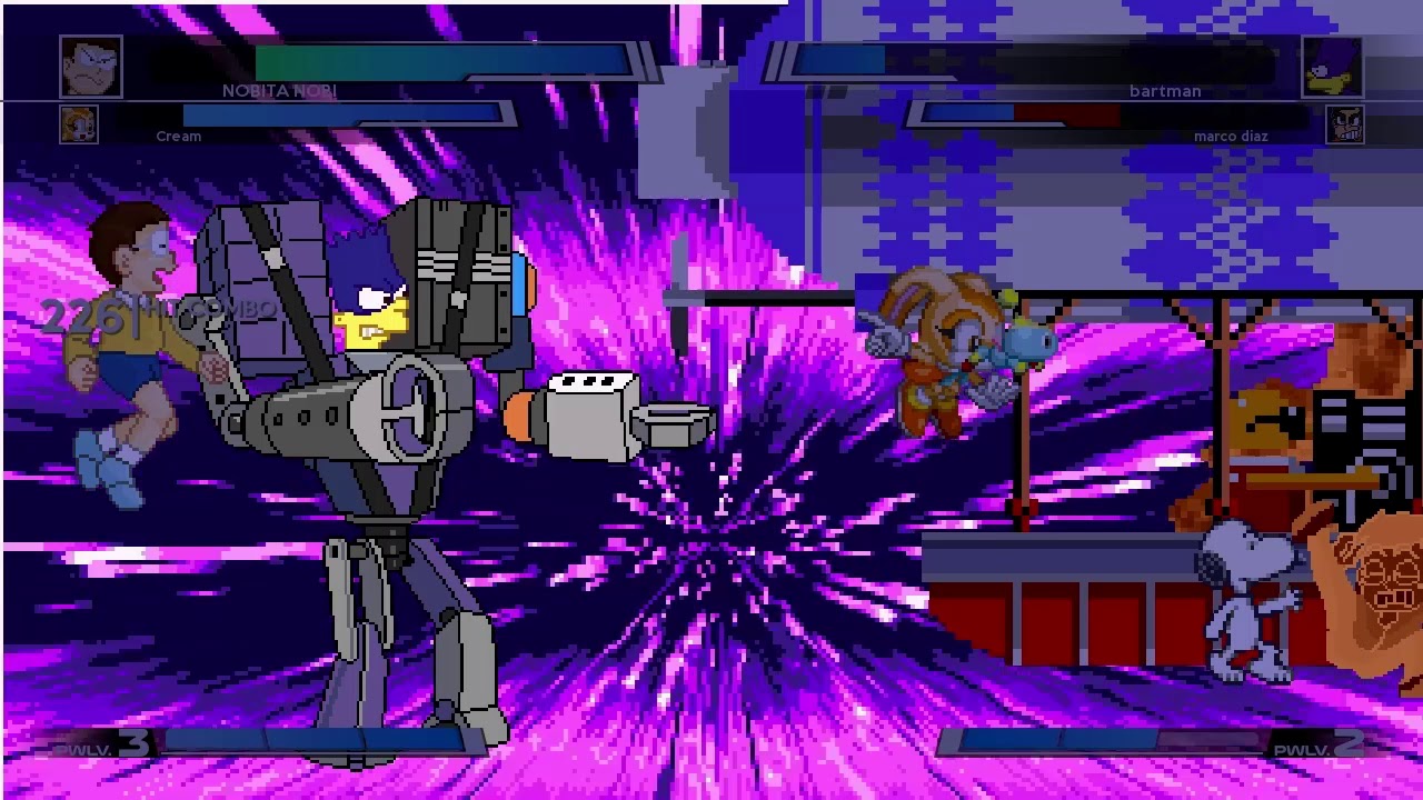M.U.G.E.N Request Battle: Nobita, Cream, Robo, & Snoopy vs. Bartman, Marco, Banjo, Dora