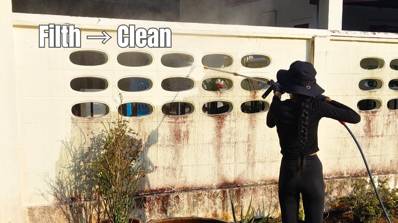 Filth → Clean | Pressure Washing ASMR - Extreme Wall and Sidewalk Restoration (No Talking)