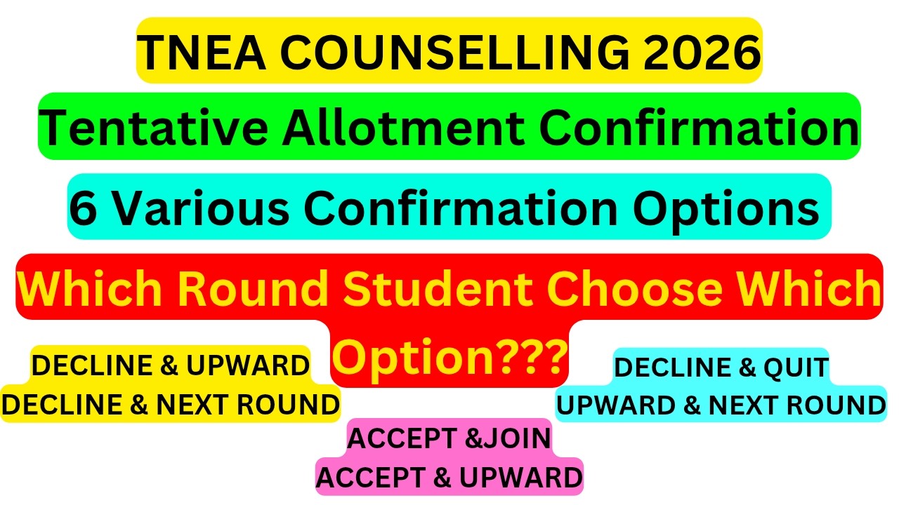 TNEA 2026 Tentative Allotment 6 Various Confirmation Options l Which Option Choose l #tnea2026 