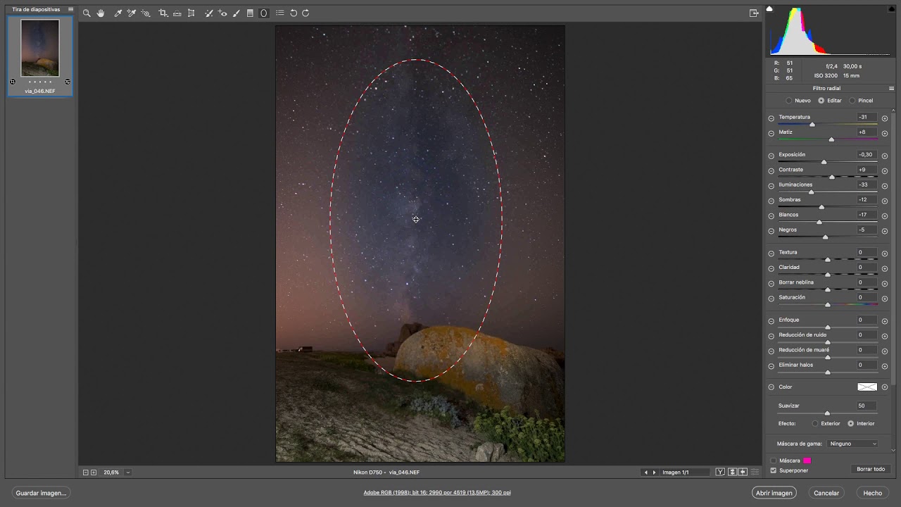 Ángel Torres - Tutorial revelado Vía Láctea con Camera Raw