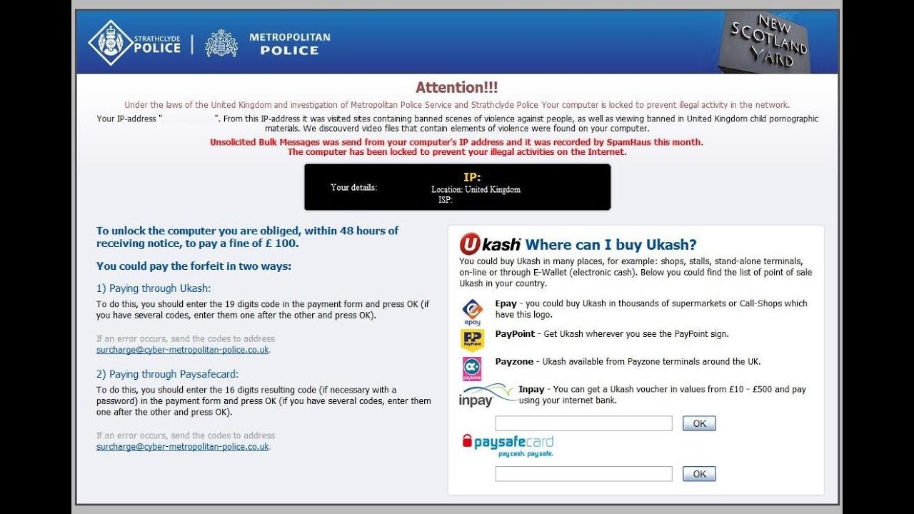 Remove Police Central e-crime Unit (PCEU) virus (ransomware) by Britec