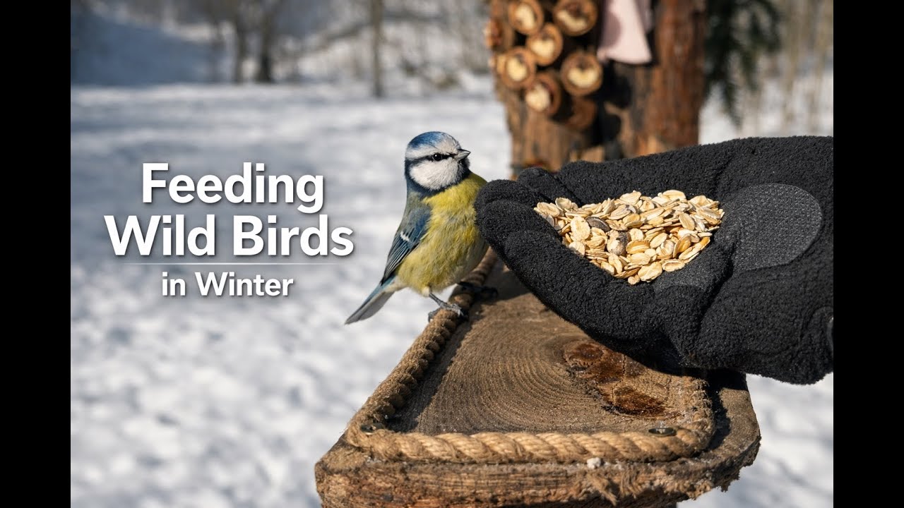 Forest Bird Buffet on a Cold Sunny Day | Feeding Birds ASMR