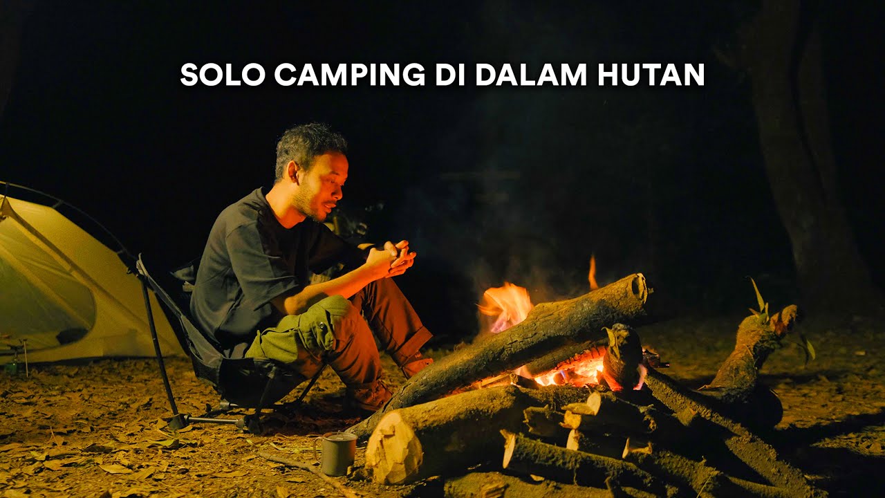 Solo Camping #146 | Hutan Rimbun, Masak Daging dan Menghangatkan diri di Api Unggun, ASMR