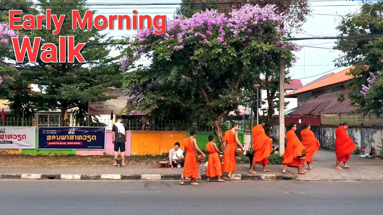 Walking from the hotel, visiting Thatluang early in the morning / Vientiane, Laos.