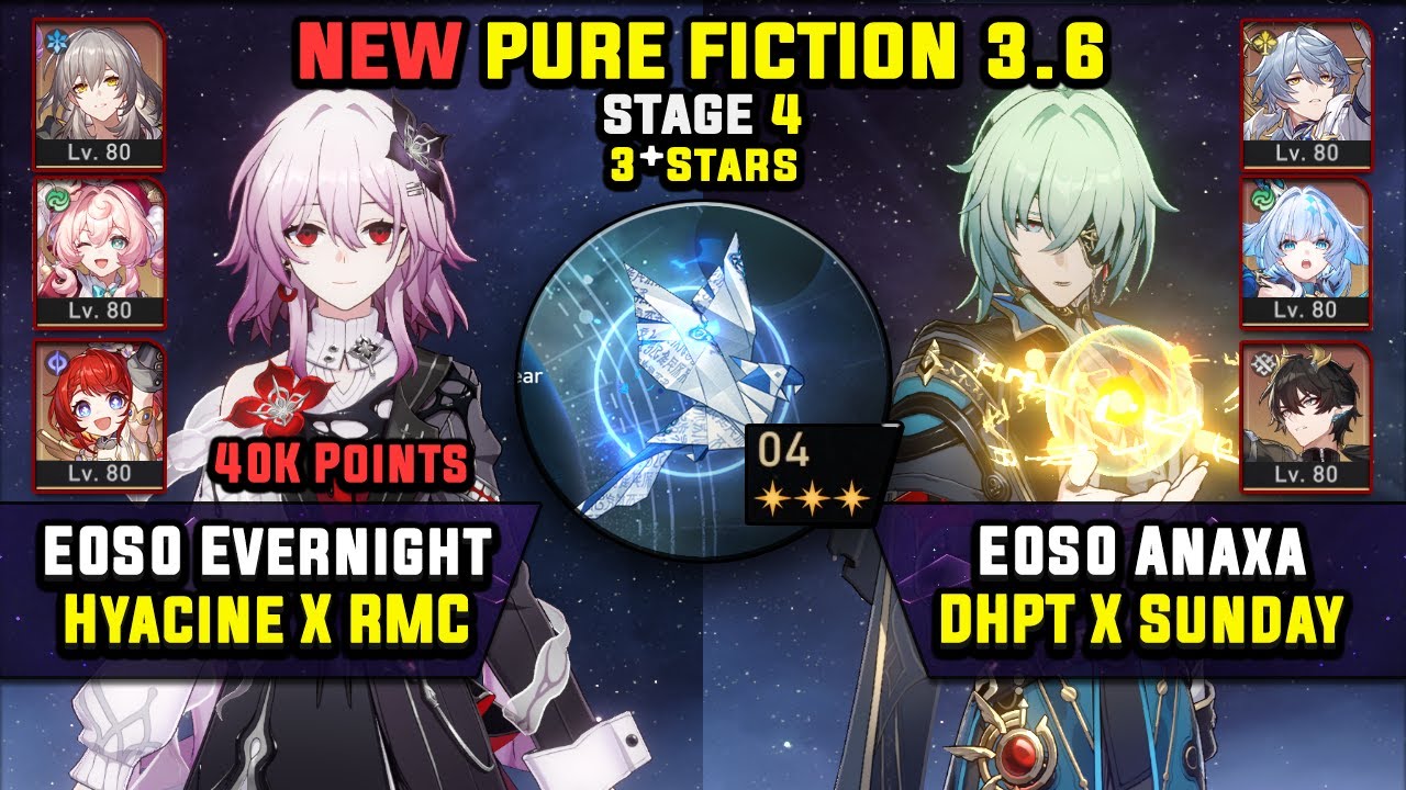 E0 Evernight Carry с RMC и E0 Anaxa Carry с DHPT (3 звезды) Pure Fiction 4 Honkai Star Rail 3.6