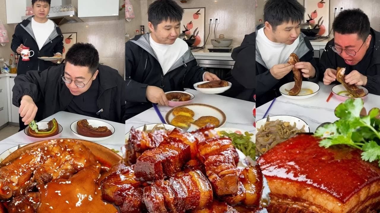 My silly brother wanted me to eat braised pork with wasabi, but I told him to eat it himself.