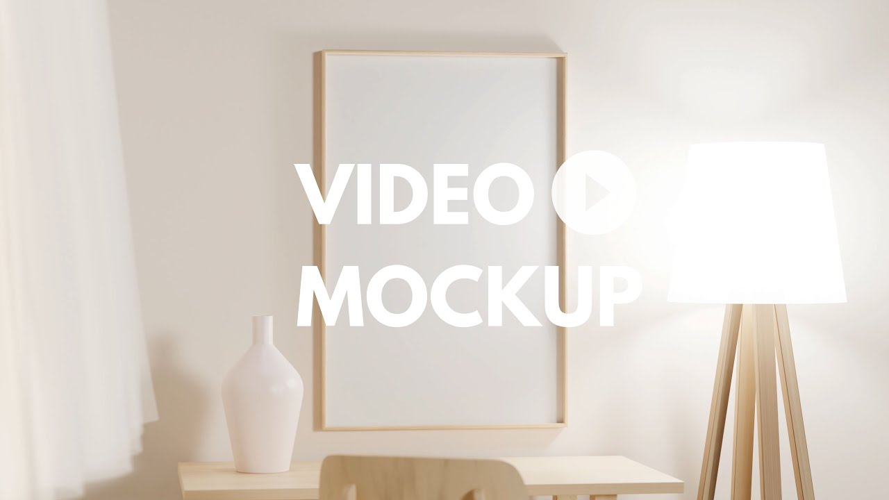 PSD Video Mockup, Thin Wood Frame, Animated PSD Vertical Frame, 2:3 Ratio