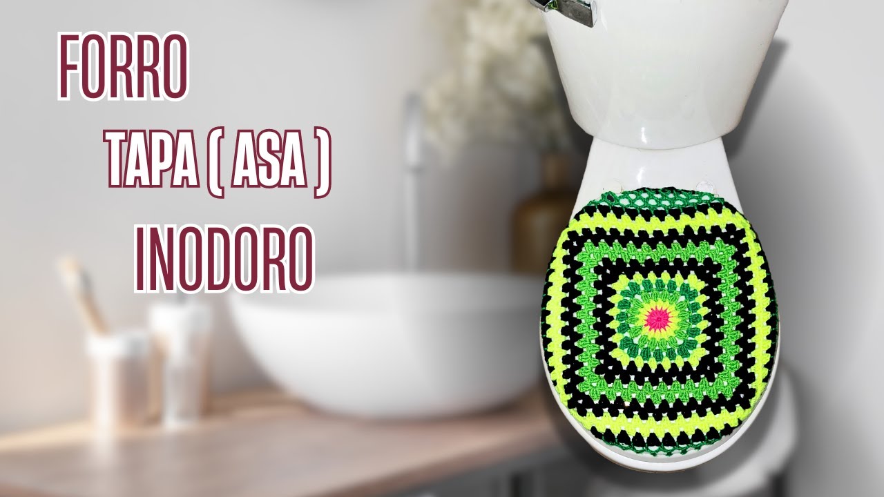 (12) Forro a Crochet para Tapa del asa del baño con Granny Kay