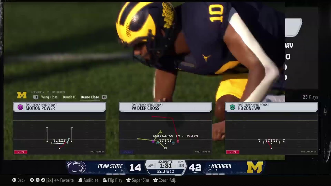 CFB 26 Michigan Dynasty S9 Wk13 vs Penn State