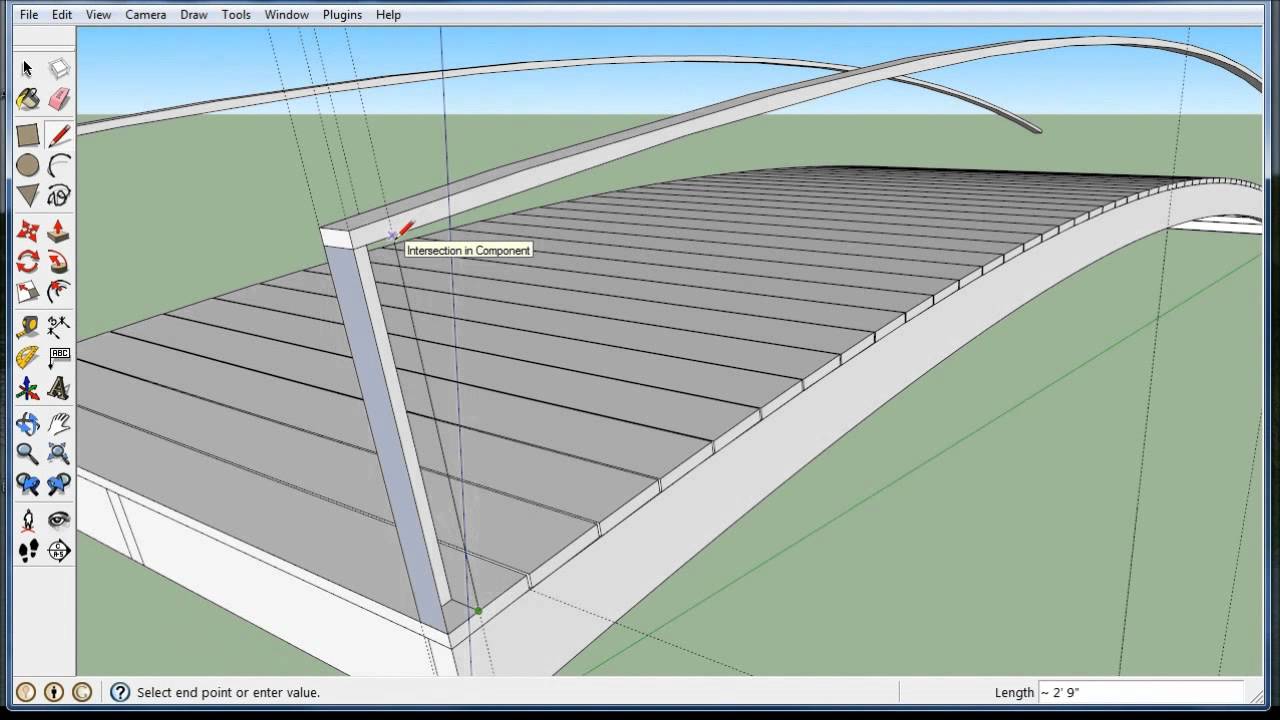 Build a wooden arch bridge in Google Sketchup