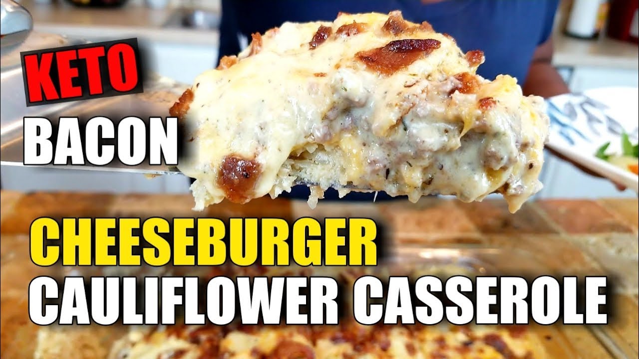 Keto Bacon Cheeseburger Cauliflower Casserole 🥓🍔
