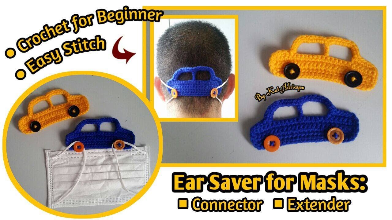 Crochet Face mask: Ear Saver | Extender (Cute Car)
