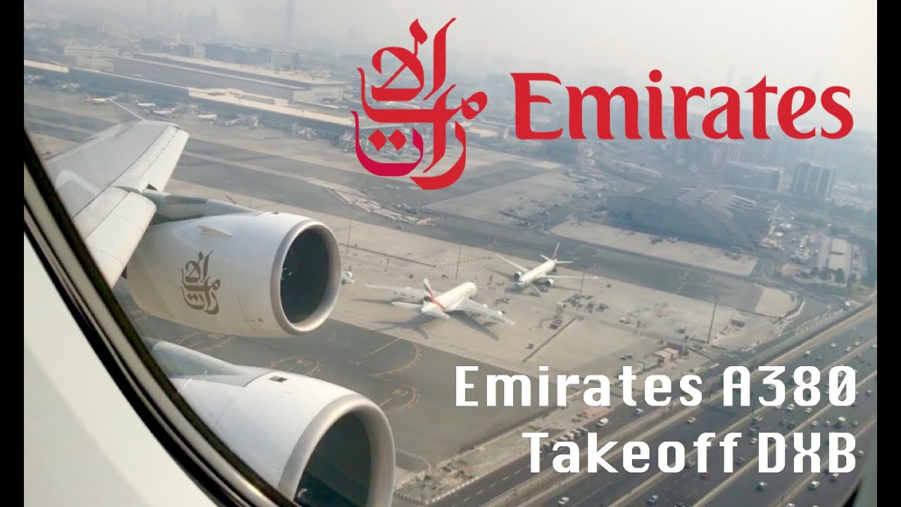 Emirates A380 Hazy Takeoff from Dubai