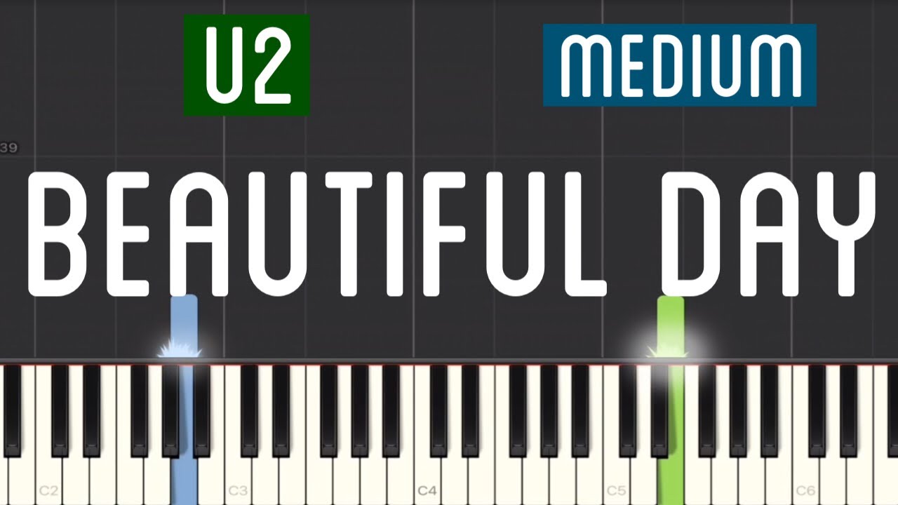 U2 - Beautiful Day Piano Tutorial | Medium