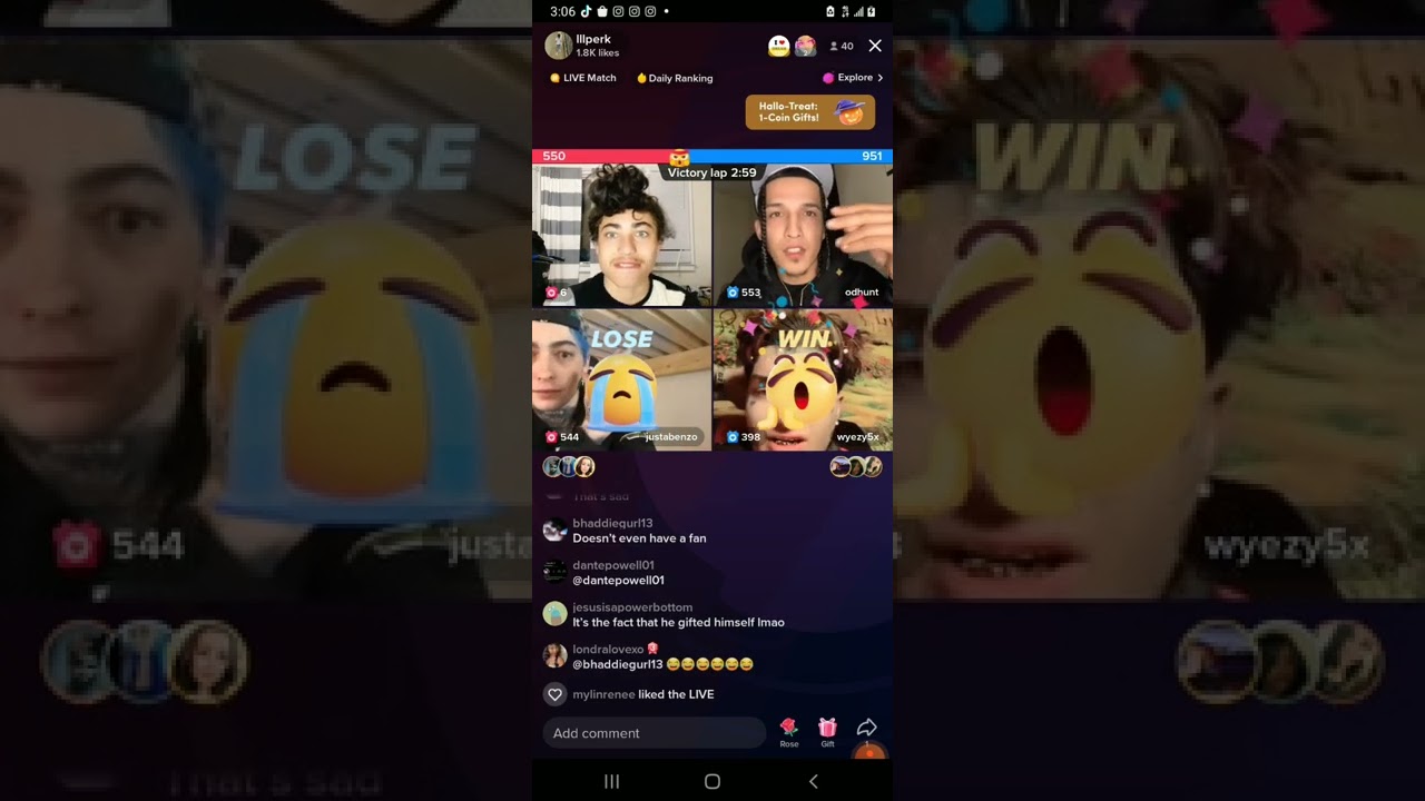 lilperk with odhunt wyezy with and one other tiktok live 10/18/22