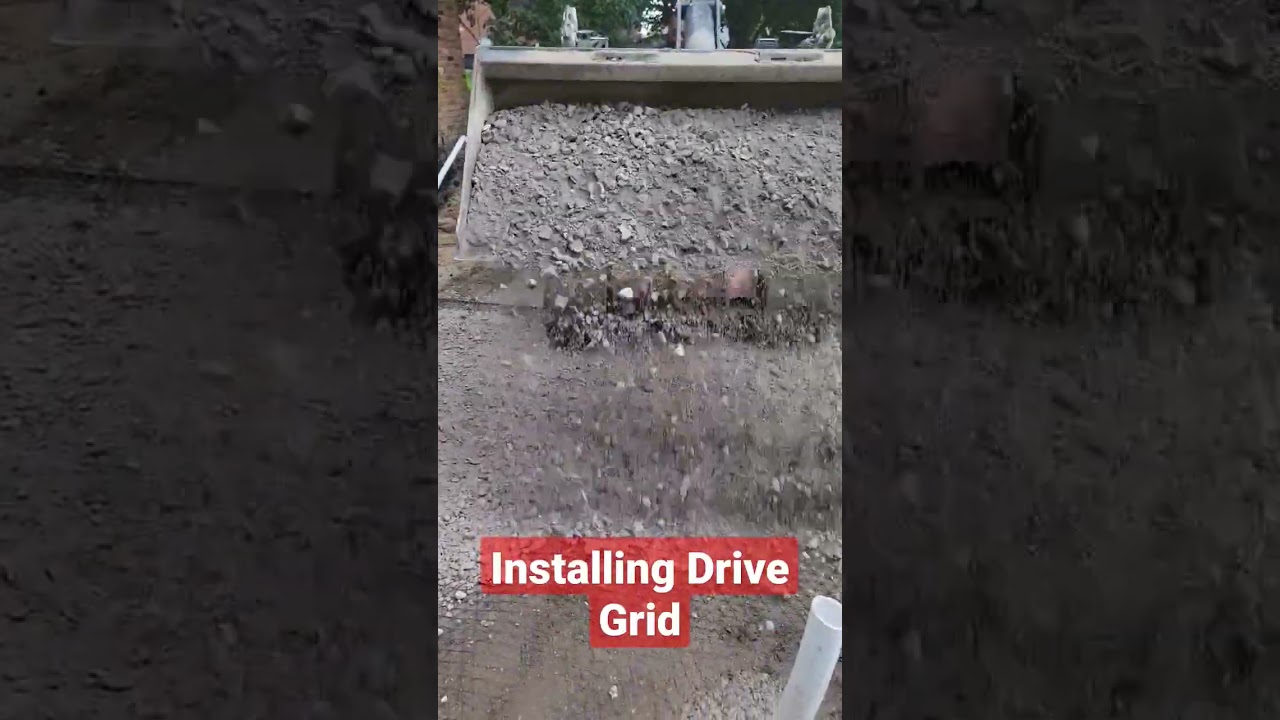 Installing drive grid geo grid to stabilize our limestone base #rocksolid