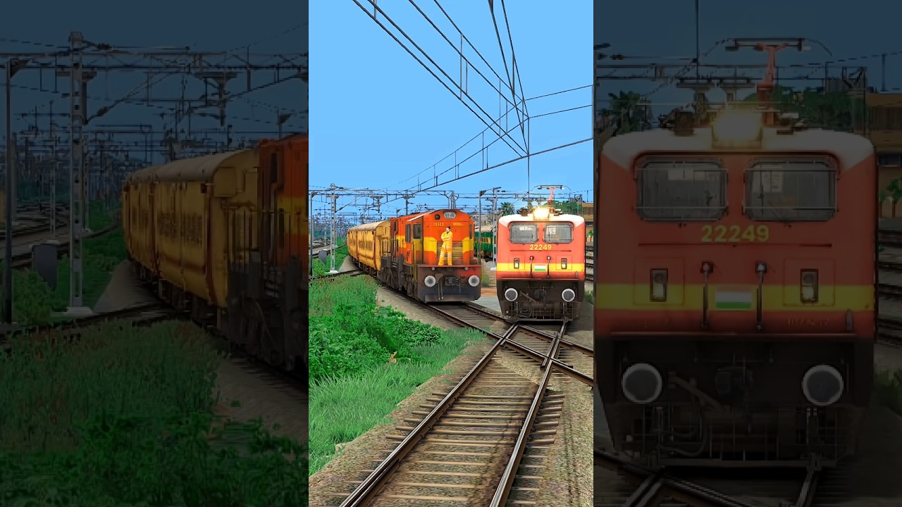 Simulator Two train close call accident at curve tracks #train #railway #shorts