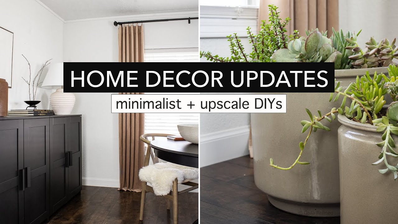 HOUSE DECOR UPDATES | curtain hacks, living room built-in, DIY large succulent arrangement