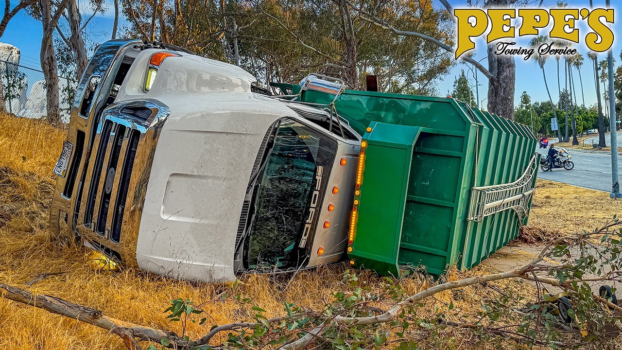 Brake Failure Causes Tree Trimmer Truck to Rollover!
