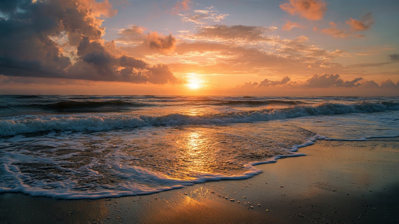 Relaxing Video of a Sunrise Beach – Peaceful Ocean Sounds for Deep Sleep