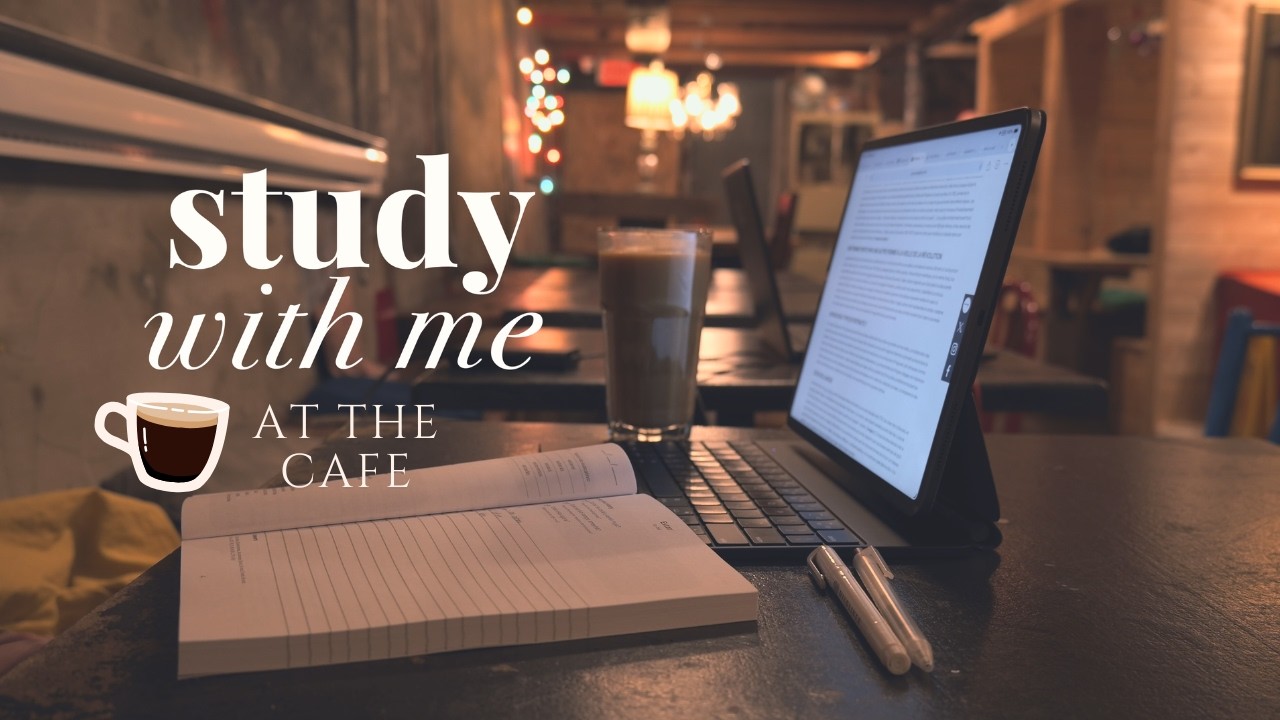 ☕ 2-HOUR STUDY WITH ME at the CAFE | Cafe Background Noise | Pomodoro 50/10