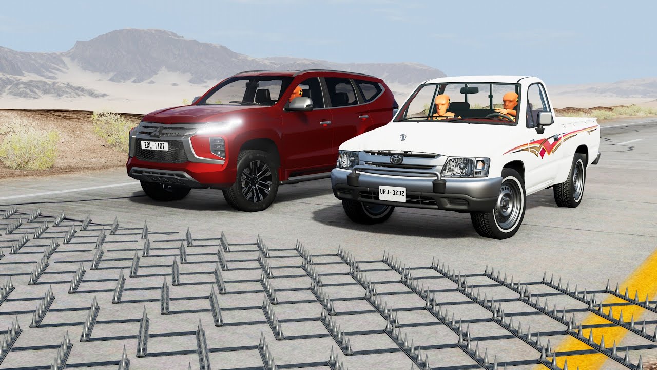 محاكي الحوادث : السيارات ضد الشوك 🚗🚧 67# BeamNG drive