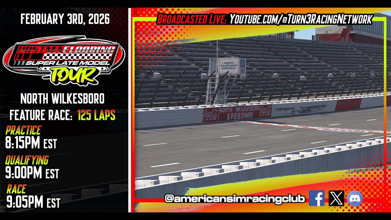Postma Flooring Super Late Modes | American Sim Racing Club | Race #3 | North Wilkesboro