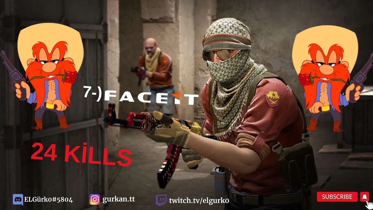 7-) İNFERNO FACEİT RANKED MATCH. 24 KİLLS. #csgo #faceit #faceitcsgo