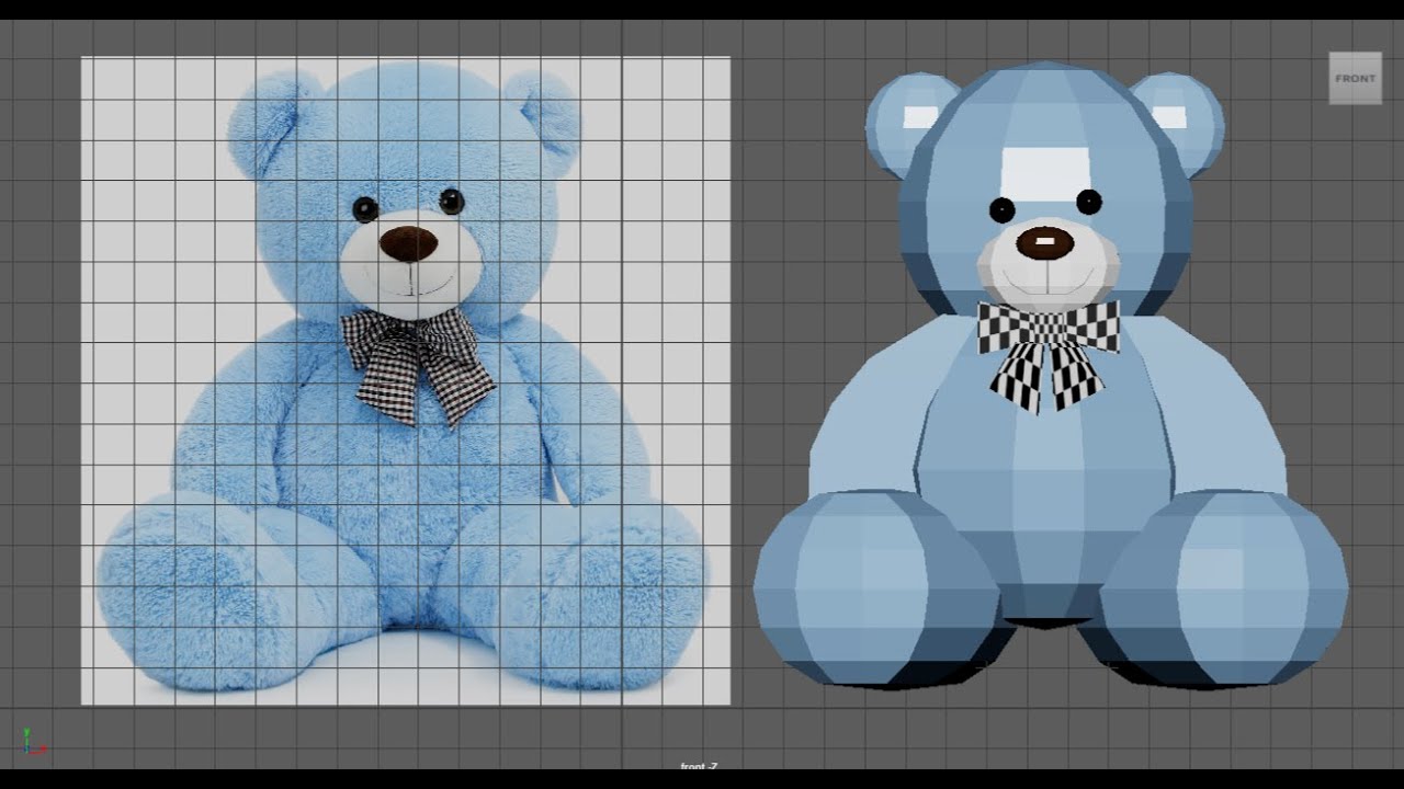Maya 3D | Blue Teddy Bear | Unsmooth |