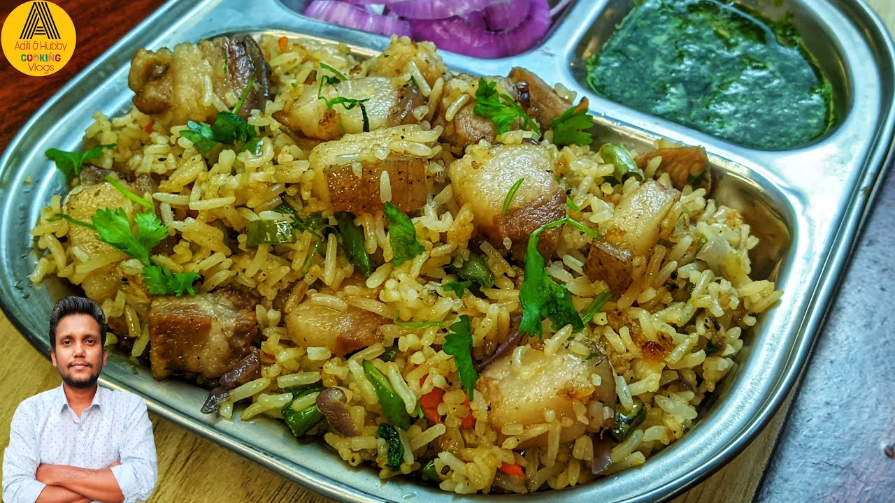 Making An Easy Pork Fried Rice Recipe | Restaurant Style Pork Fried Rice | Pork Fry Rice