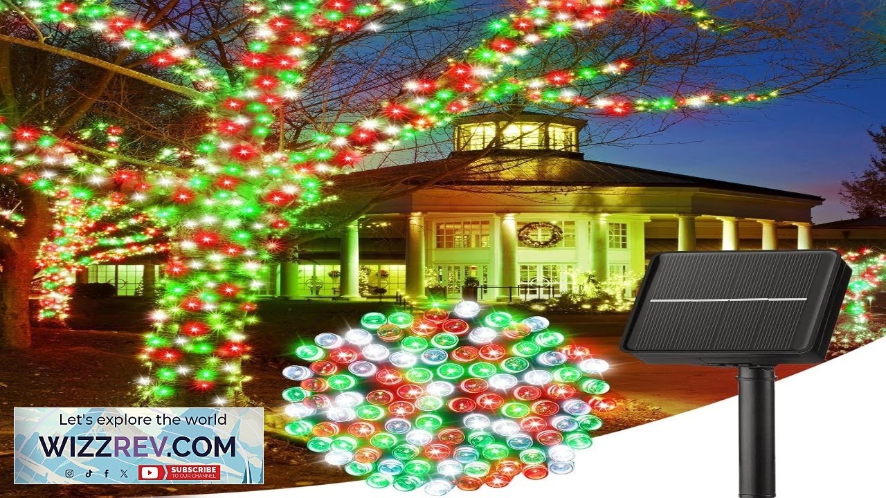 Minetom Solar Christmas Lights Outdoor Waterproof 40 FT Red Green and White