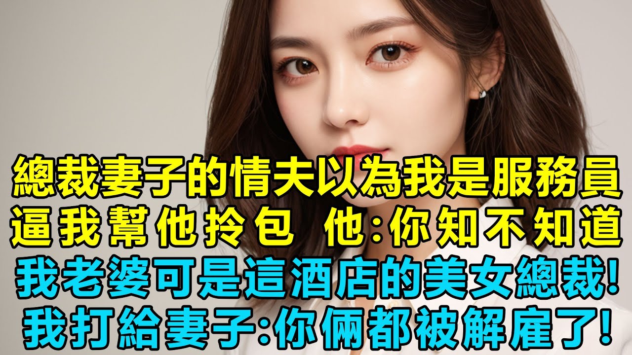 總裁妻子的情夫以為我是服務員逼我幫他拎包，他：你知不知道我老婆可是這酒店的美女總裁！說完就叫保安打了我一頓！我苦笑打給妻子：你倆都被解雇了！