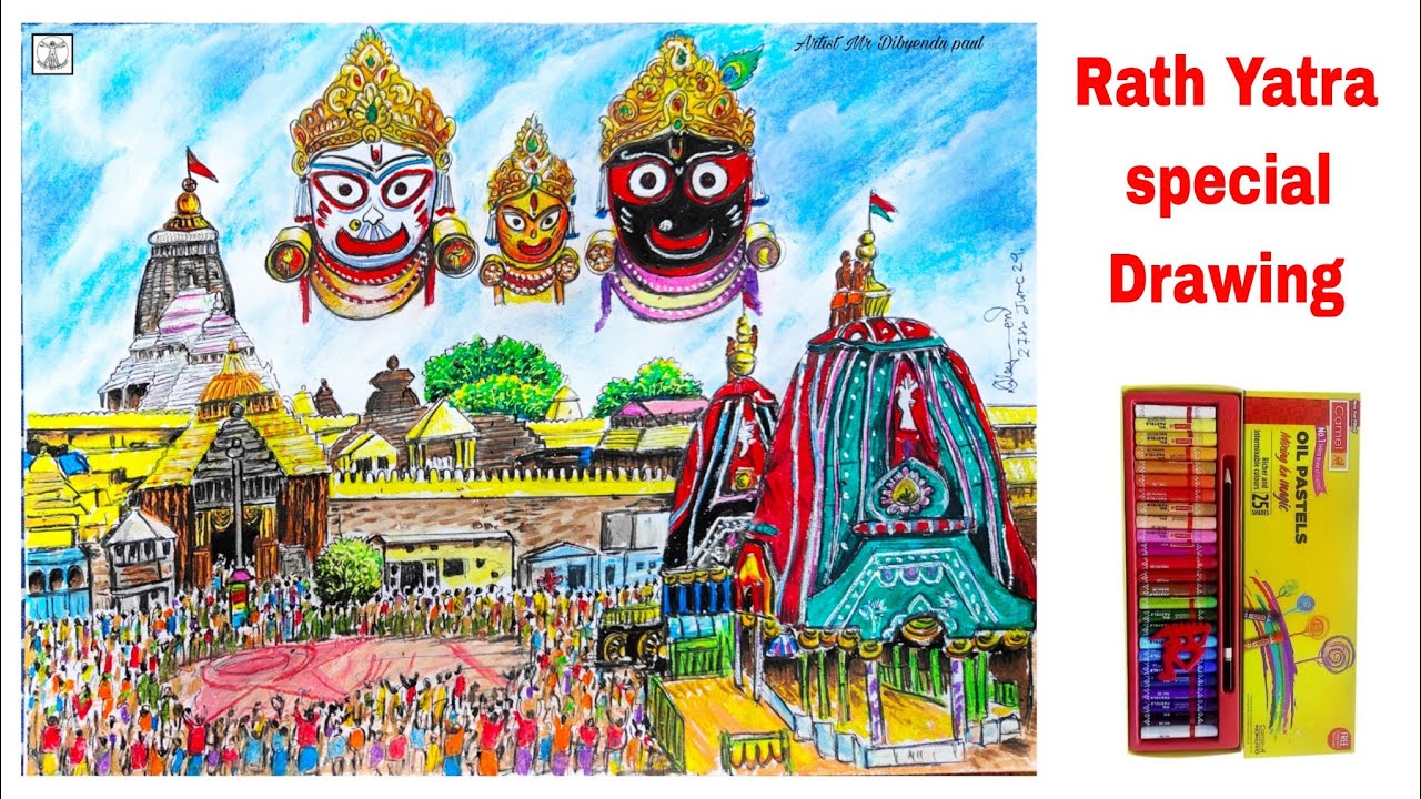 Lord Jagannath Drawing with Oil Pastels/ Puri Rath Yatra Special Drawing/Happy Ratha Yatra