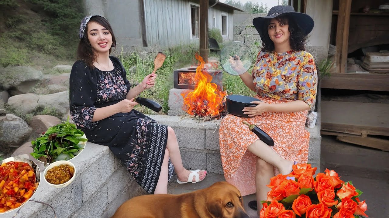 Rustic Iranian Village Life: Fire-Cooked Yatimcheh, Puppy Fun & Tea by the River #villagegirl 