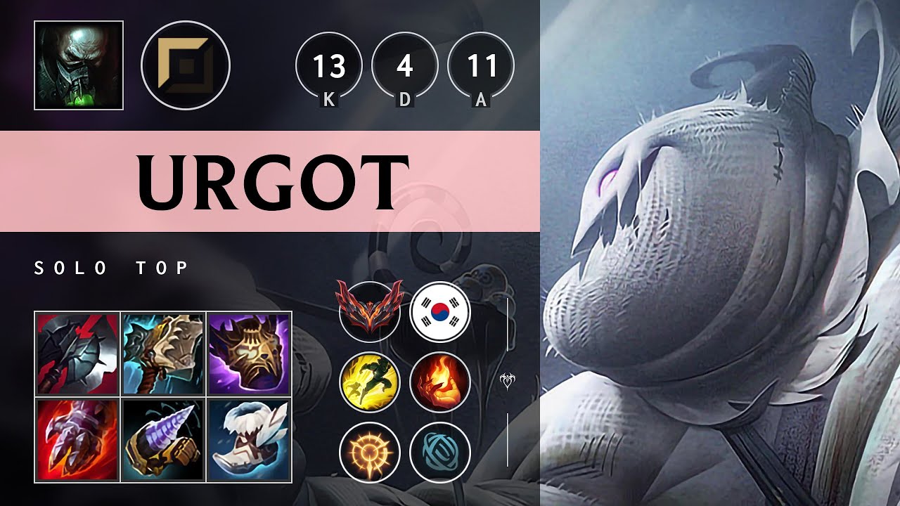 Urgot Top vs Olaf: Triple Kill, Dominating - KR Grandmaster Patch 14.20