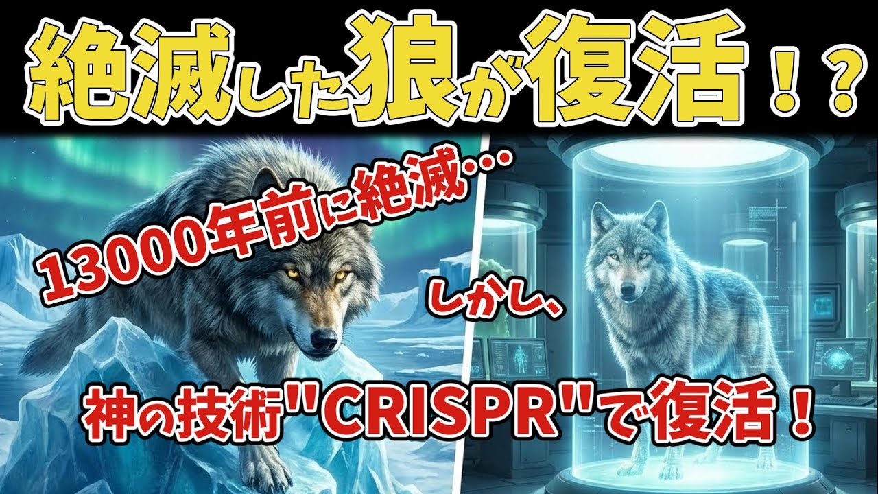 【衝撃】1万3000年前に絶滅した「ダイアウルフ」が復活！？現代の神の技術「CRISPR」がヤバすぎる