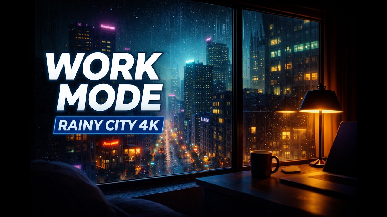 Deep Night Focus – Rainy Neon City 4K LoFi (3 Hours)