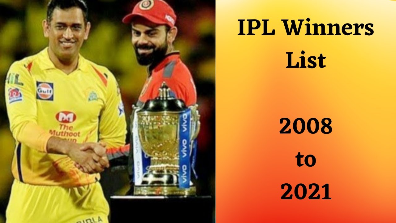 IPL winners list from 2008 to 2021
