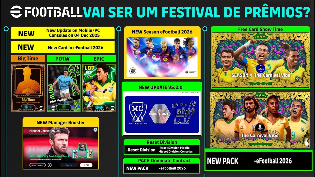 NOVIDADES! MANUTENÇÃO CONFIRMADA! VEM CAMPANHA NO EFOOTBALL 26 MOBILE!