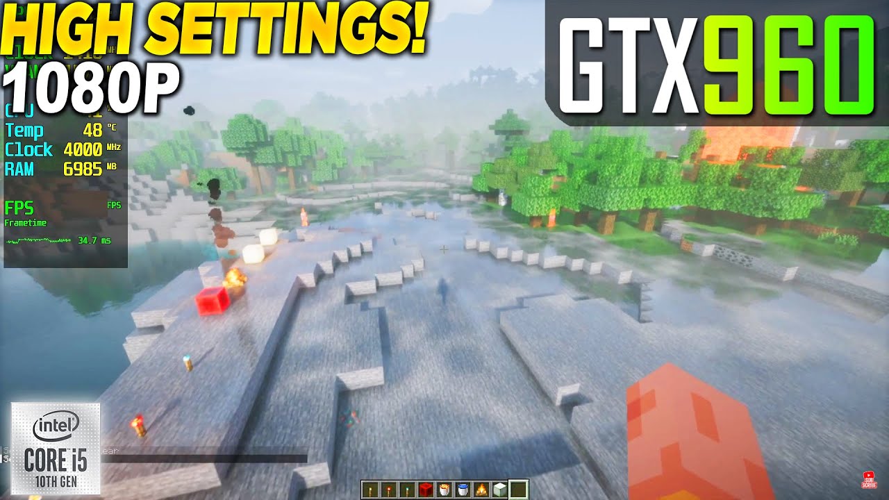 Minecraft Shader Mod GTX 960 + i5 10400F - 1080p High,