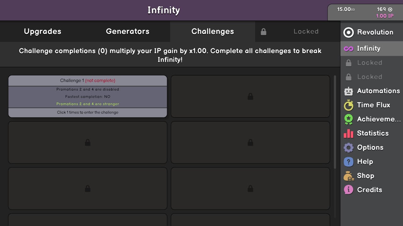 Revolution Idle playthrough #2: Infinity Challenges unlocked!