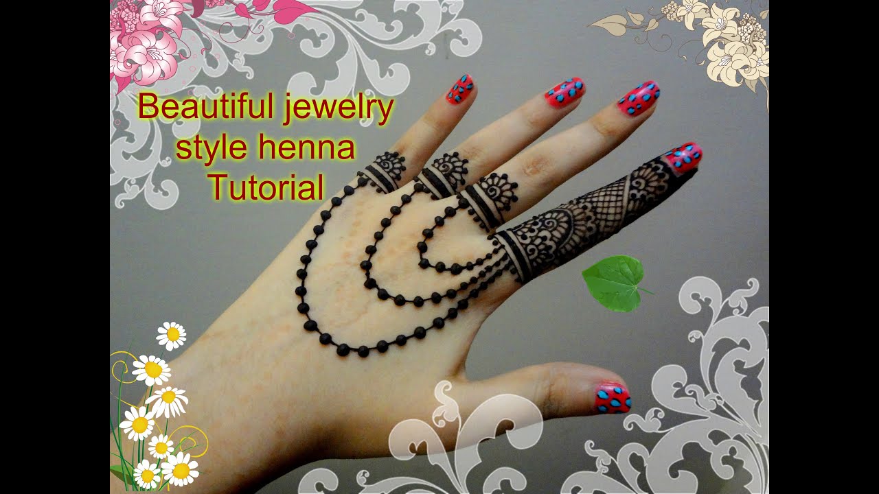 How to apply beautiful jewellery ornamental mehndi designs for hands tutorial eid 2017