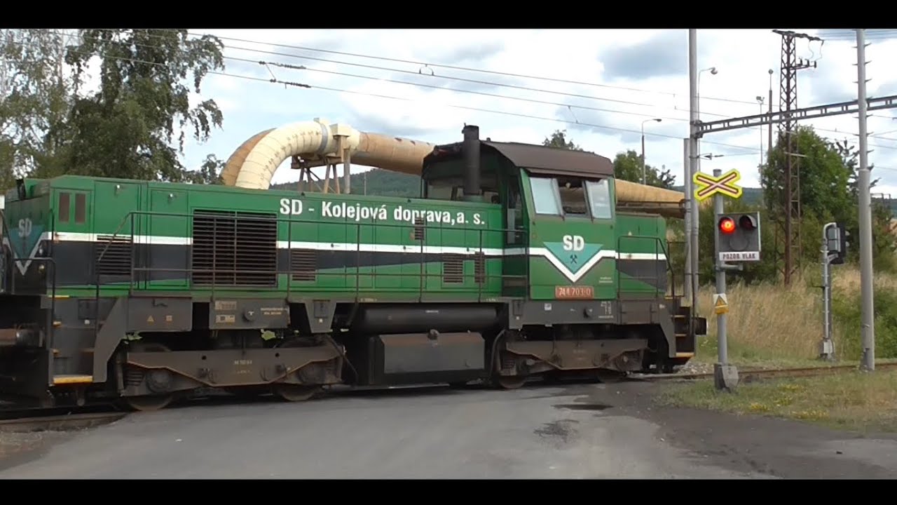 Železniční přejezd │Czech level crossing Kadaň - Prunéřov ( vlečka / výstražníky AŽD 71 ) │22.7.2019