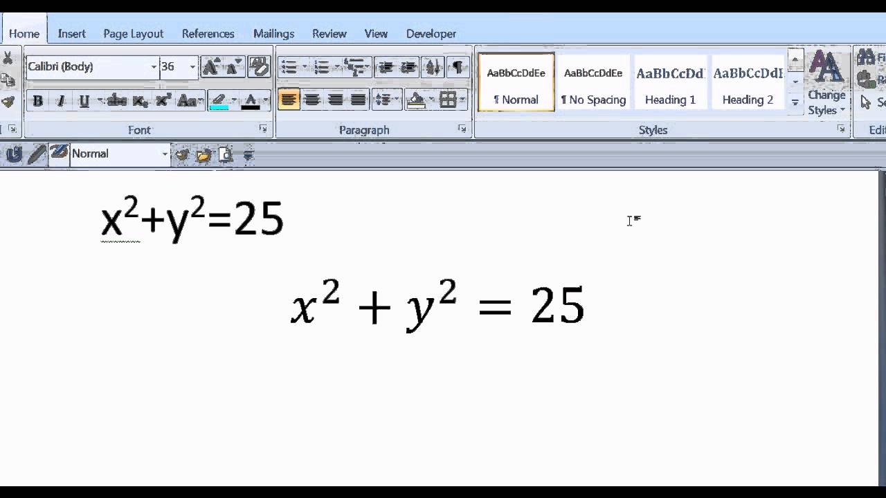 Type Math Equations using MS Word...