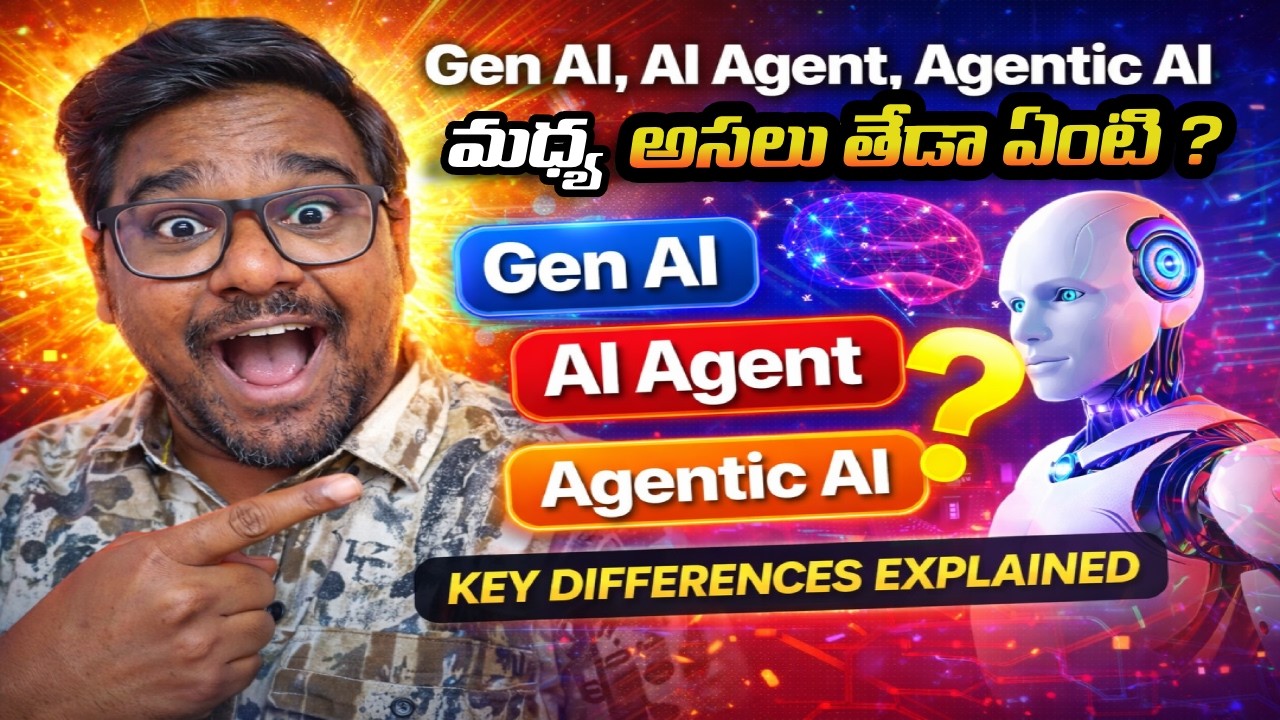 Gen AI vs AI Agent vs Agentic AI Explained in Telugu | Key Differences in Simple Words